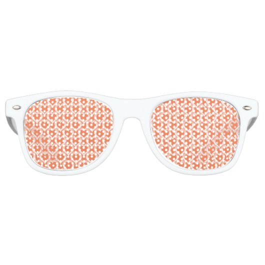 Koraal Witte Hartjes Patroon Retro Zonnebril (Voorkant)