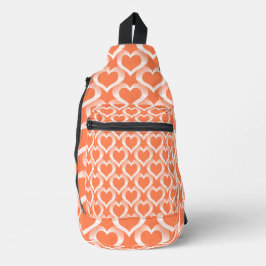 Koraal Witte Hartjes Patroon Sling Bag