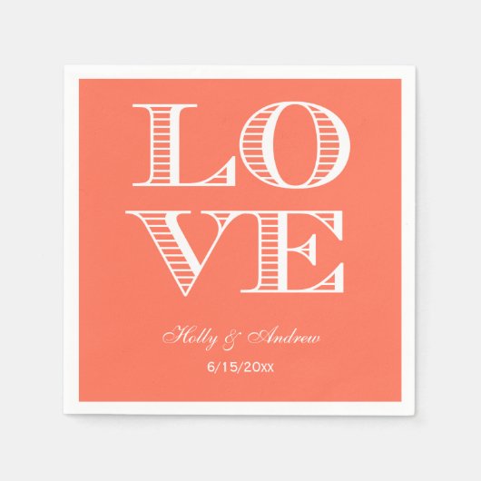 Koraal witte LOVE servetten (Voorkant)