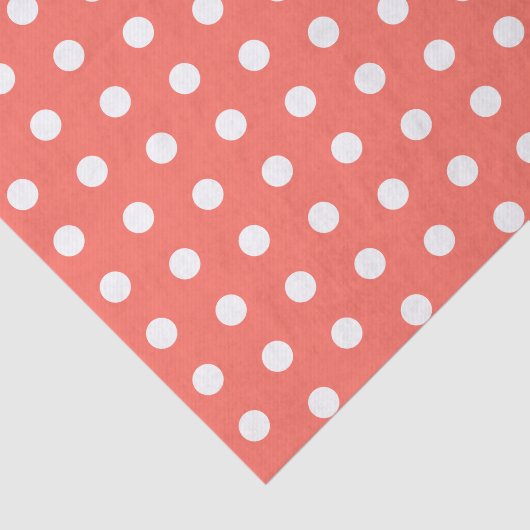 Koraal witte polka stippen tissuepapier (Detail)