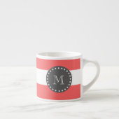 Koraal witte strepenpatroon, houtskoolmonogram espresso kop (Rechts)
