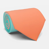 Koraal Witte Turquoise Driekleurige Ombre Stropdas (Opgerold)
