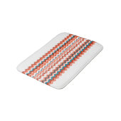 Koraal Zalm Oranje Blauwe Golvende Zigzag Patroon Badmat (Gekanteld)