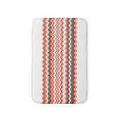 Koraal Zalm Oranje Blauwe Golvende Zigzag Patroon Badmat (Voorkant Verticaal)