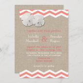 Koraal Zand Dollar & Chevron bruiloft uitnodiging (Voorkant / Achterkant)