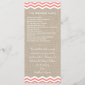 Koraal Zand Dollar & Chevron Huwelijksprogramma Programmakaart (Achterkant)