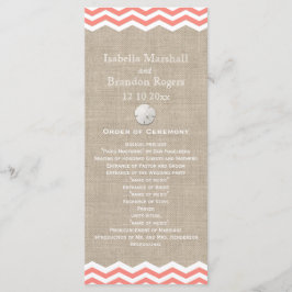 Koraal Zand Dollar & Chevron Huwelijksprogramma Programmakaart