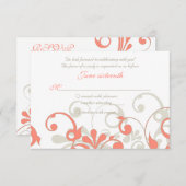 Koraal, Zand Tannend, Witte Bloemen Bruiloft RSVP  (Voorkant / Achterkant)