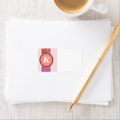 Koraal Zebra Patroon Monogram Etiket (Insitu)