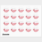 Koraal Zebra Strepen Met Strik Ronde Sticker (Vel)