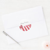 Koraal Zebra Strepen Met Strik Ronde Sticker (Envelop)