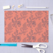 Koraal, zeemacht en zilver Floral Damask Tissuepapier (Craft)