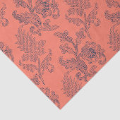 Koraal, zeemacht en zilver Floral Damask Tissuepapier (Detail)