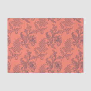 Koraal, zeemacht en zilver  Floral Damask Tissuepapier