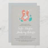 Koraal zeepaardjes strand repetitie diner nodigt u kaart (Voorkant / Achterkant)