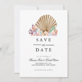 Koraal & Zeeschelp strand Huwelijk Save The Date (Voorkant)
