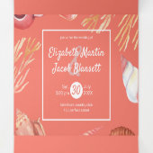 Koraal & Zeeschelpen Strand Alles in één bruiloft Drieluik Uitnodiging (Binnenkant midden)