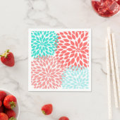 Koraal Zeeschuim Blauwgroen Dahlia mums bloesems Servetten (Insitu)