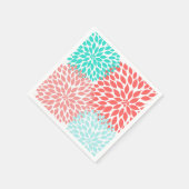 Koraal Zeeschuim Blauwgroen Dahlia mums bloesems Servetten (Hoek)