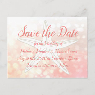 Koraal Zeester Persoonlijke Save the Date Postkaar Briefkaart