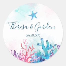 Koraal zeester, strand bruiloft Stickers