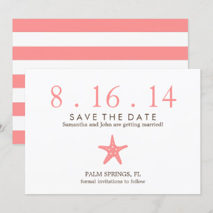 Koraal Zeester Trouw Save the Date Kaart