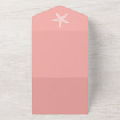 Koraal zeesterren bruiloft all in one uitnodiging (Buitenkant)