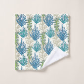 Koraal Zeewier Patroon handdoek set (Wasdoekje)