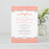 Koraal Zigzag Bridal Shower Invitations Kaart (Staand voorkant)