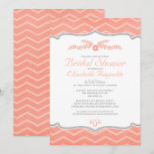 Koraal Zigzag Bridal Shower Invitations Kaart (Voorkant / Achterkant)