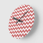 Koraal Zigzag Chevron Stripes Ronde Klok (Hoek)