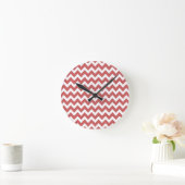 Koraal Zigzag Chevron Stripes Ronde Klok (Huis)