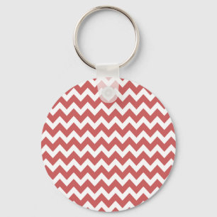 Koraal Zigzag Chevron Stripes Sleutelhanger