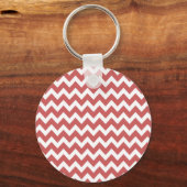 Koraal Zigzag Chevron Stripes Sleutelhanger (Voorkant)