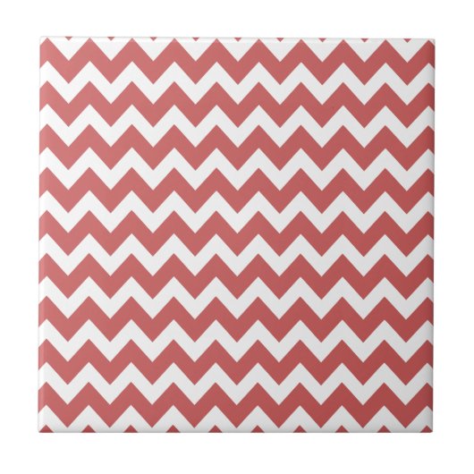 Koraal Zigzag Chevron Stripes Tegeltje (Voorkant)