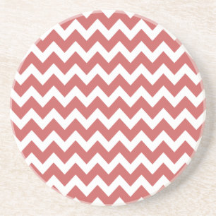 Koraal Zigzag Chevron Stripes Zandsteen Onderzetter