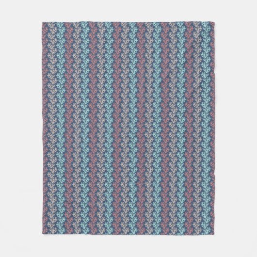 Koraal Zigzag Stripes Navy Fleece Blanket (Voorkant)