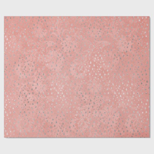Koraal Zilver Peach Grijs Metallic Blush Sterren C Cadeaupapier (Vlak)