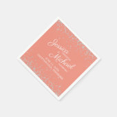 Koraal Zilver Witte Glitter Trouwreceptie Servet (Hoek)