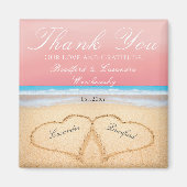 Koraal Zonsondergang Perzik Strand Bruiloft 2 Hart Magneet (Voorkant)