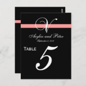 Koraal Zwart Initiaal V Trouwtafel Aantal Kaarten (Voorkant / Achterkant)
