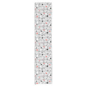 Koraal Zwart Witte Cirkels, Stippen Korte Tafelloper (Voorkant)