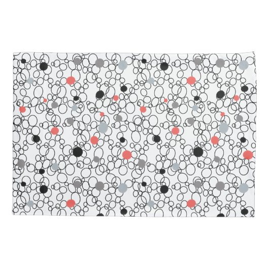 Koraal Zwart Witte Cirkels, Stippen Kussensloop (Achterkant-Links)