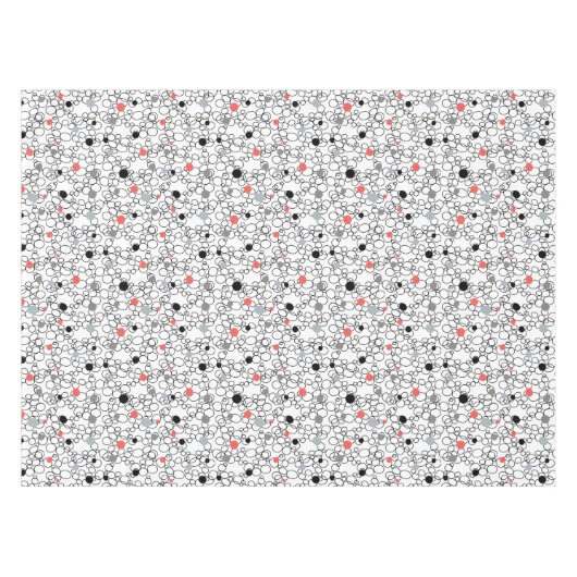 Koraal Zwart Witte Cirkels, Stippen Tafelkleed (Voorkant (Horizontaal))