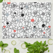 Koraal Zwart Witte Cirkels, Stippen Theedoek (Gevouwen)