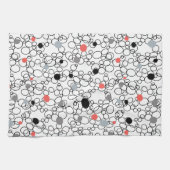 Koraal Zwart Witte Cirkels, Stippen Theedoek (Horizontaal)