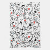 Koraal Zwart Witte Cirkels, Stippen Theedoek (Verticaal)