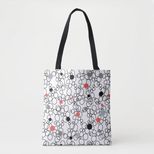 Koraal Zwart Witte Cirkels, Stippen Tote Bag (Voorkant)