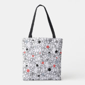 Koraal Zwart Witte Cirkels, Stippen Tote Bag (Achterkant)