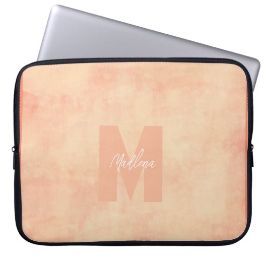 Koraalaardgesteente monogrammatica laptop sleeve (Voorkant)